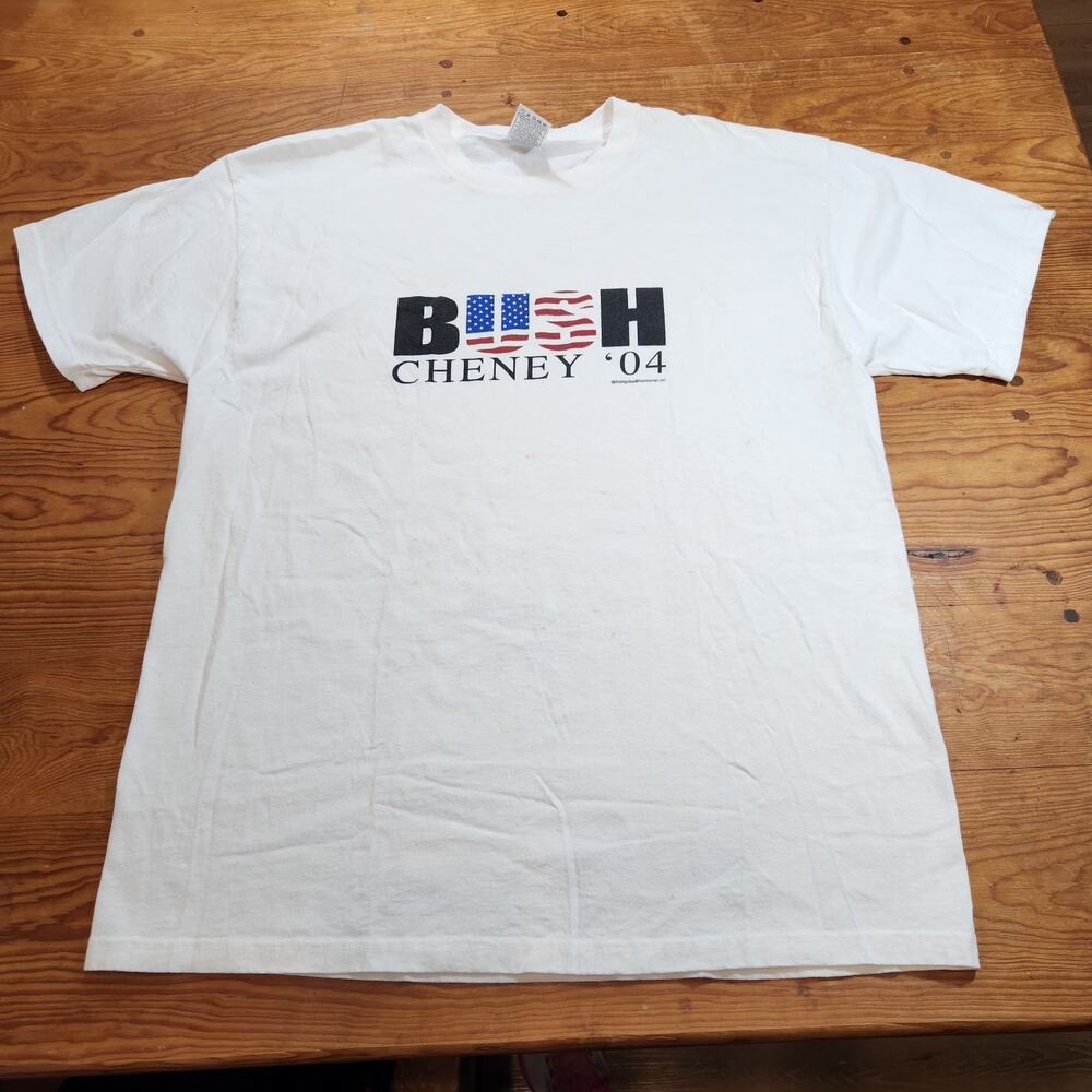 VTG BUSH & CHENEY 04' Presidential Campaign T-Shirt Republican 100% Cotton XL